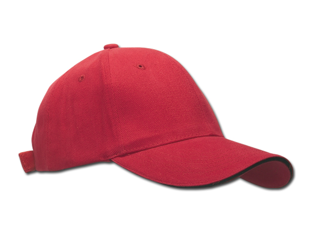 HEAVY bavlněná baseballová čepice, suchý zip, 6 panelů, Červená