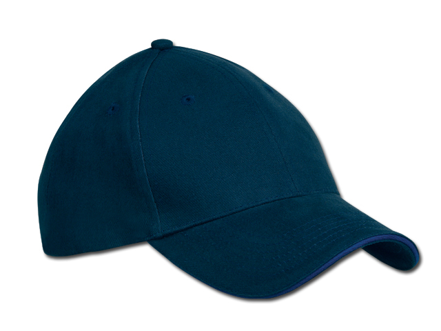 HEAVY bavlněná baseballová čepice, suchý zip, 6 panelů, Modrá