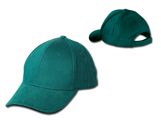 HEAVY bavlněná baseballová čepice, suchý zip, 6 panelů, Zelená