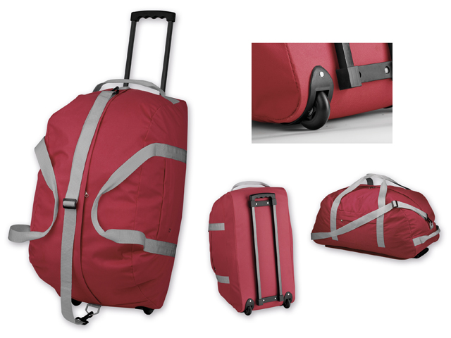 HILTON polyesterová cestovní taška na kolečkách, 600D, Červená