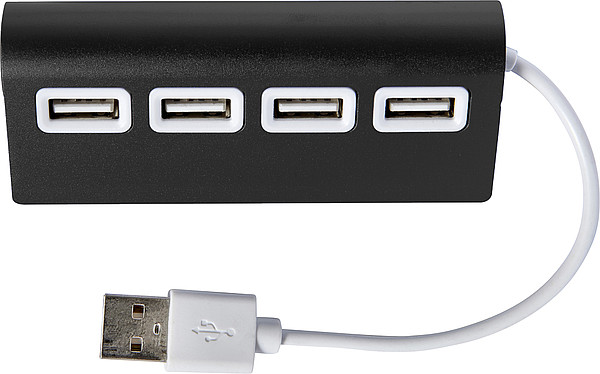 HUBERT Hliníkový USB rozbočovač se 4 porty, černý