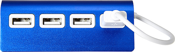 HUBERT Hliníkový USB rozbočovač se 4 porty, modrý