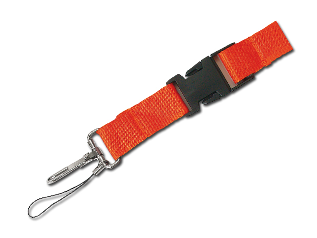 IDA textilní šňůrka na krk s karabinou, Oranžová