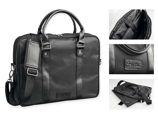 JADEN nylonová taška na notebook, 420D + PU, SANTINI, Černá