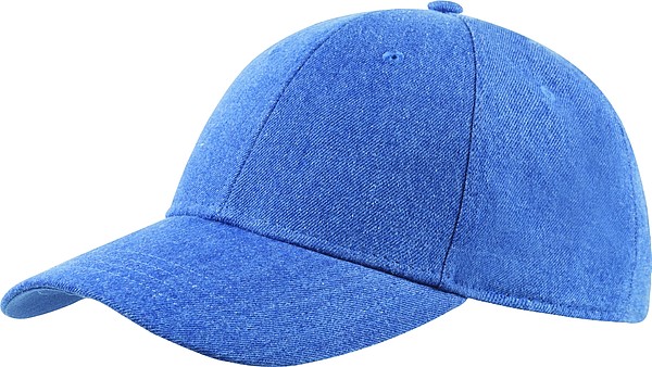 KALEA Šestipanelová čepice s vyztuženým čelem v džínovém designu, modrá