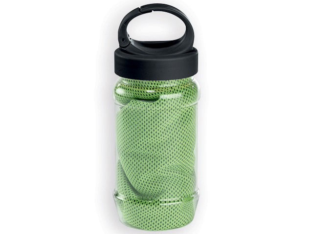 KALISTO chladící ručník v plastové sportovní lahvi, Limetkově zelená