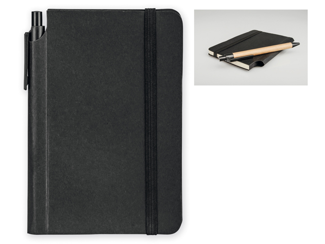 KAMEA I poznámkový zápisník s kuličkovým perem 100x142 mm, Černá