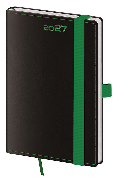 Kapesní diář A6 Black Green s poutkem