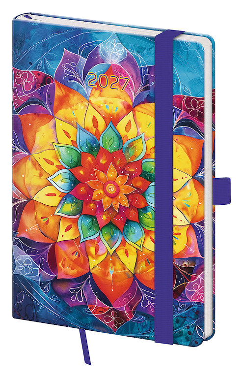 Kapesní diář A6 Vario Mandala s gumičkou