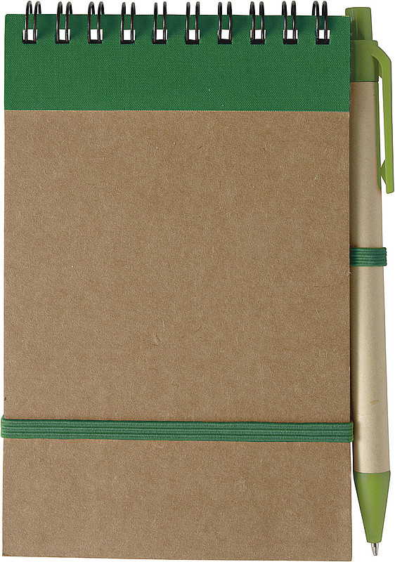 KARIOL Linkovaný blok, 70 stran, s KP, modrá náplň, a gumička, zelený