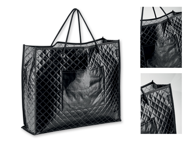 KARISSA polaminovaná nákupní taška z netkané textilie, 150 g/m2, SANTINI, Černá