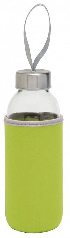 KASKADA Skleněná láhev na pití s neoprenovým obalem, 450ml, zelená