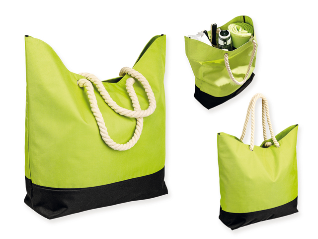KENZA polyesterová plážová taška, 600D, Světle zelená