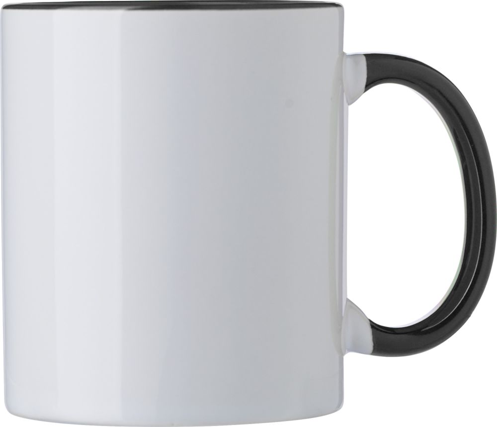 Keramický hrnek k sublimaci, 300ml, bílý s černým vnitřkem a uchem