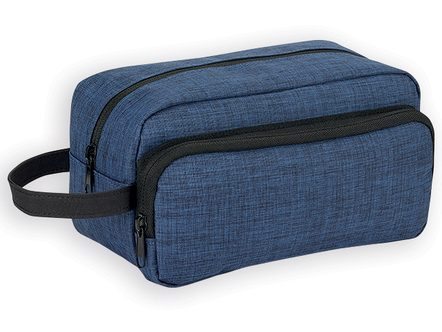 KEVIN polyesterová kosmetická taška, 300D, Modrý melír