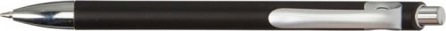 KEVLAR Plastové kuličkové pero, kovový vzhled, stříbrné detaily, černé