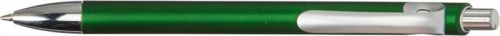 KEVLAR Plastové kuličkové pero, kovový vzhled, stříbrné detaily, zelené