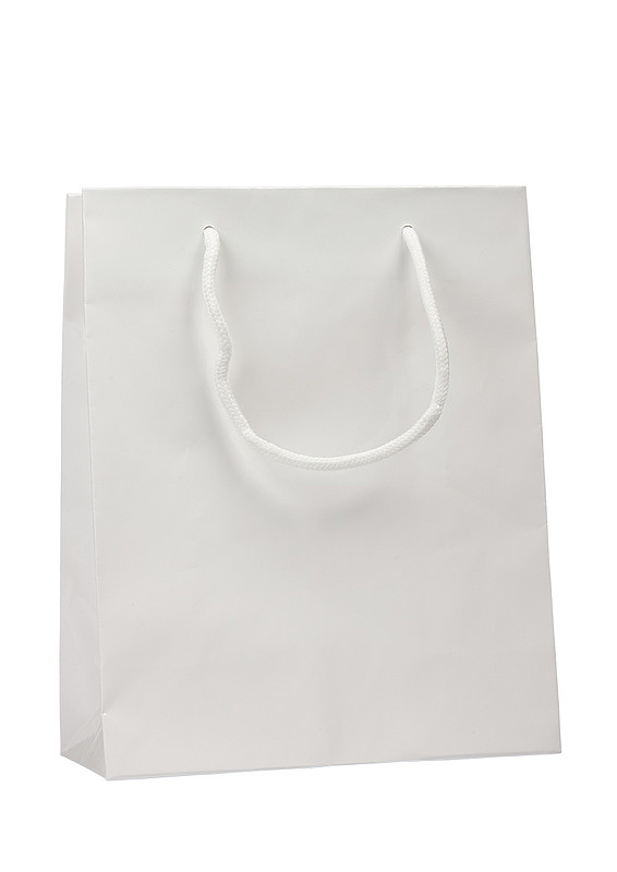 KOFIRA Papírová taška 25x11x31 cm, bílá, křídový papír, lesklé lamino