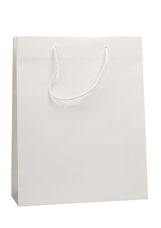 KOFIRA Papírová taška 32x13x40, bílá, křídový papír, lesklé lamino