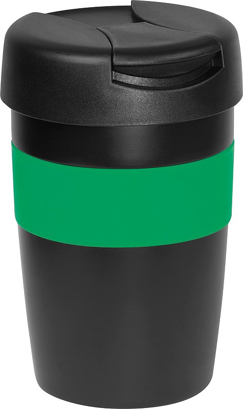 KOHI Černý termohrnek, 300ml, se zeleným úchopem