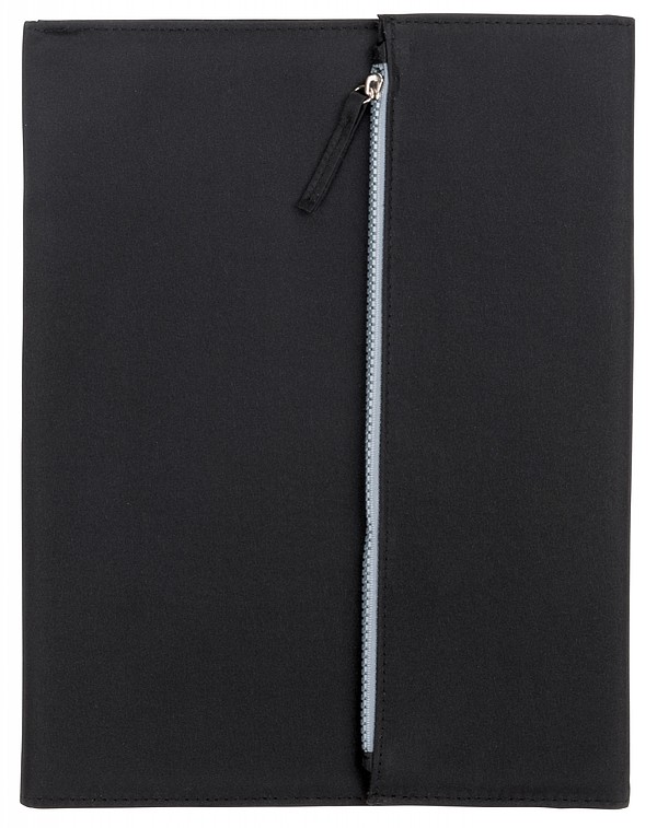 KOLIBA Černá sloha velikosti A4 s blokem a kapsou na šedý zip, šedá