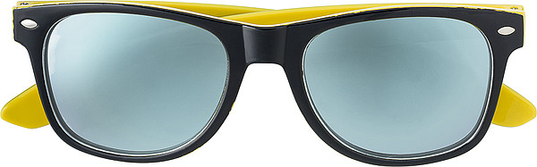 KRALO Plastové sluneční brýle s UV-400 ochranou, kombinace černá/žlutá