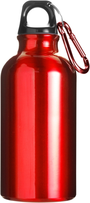KYLBAHA Kovová láhev na pití, 0,4 l, s karabinou, červená