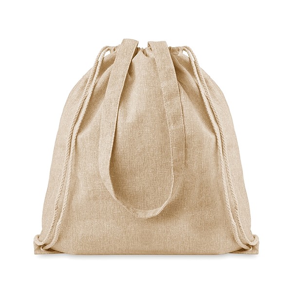 LAGAN Ekologická nákupní taška z recyklované bavlny se šňůrkami a dlouhými uchy, béžová