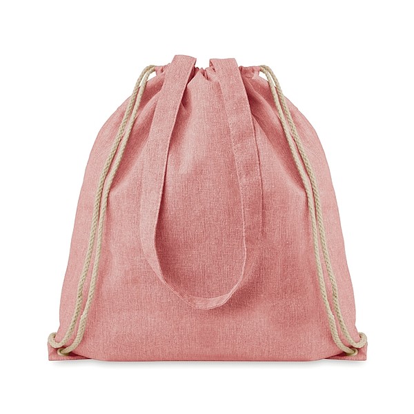 LAGAN Ekologická nákupní taška z recyklované bavlny se šňůrkami a dlouhými uchy, červená