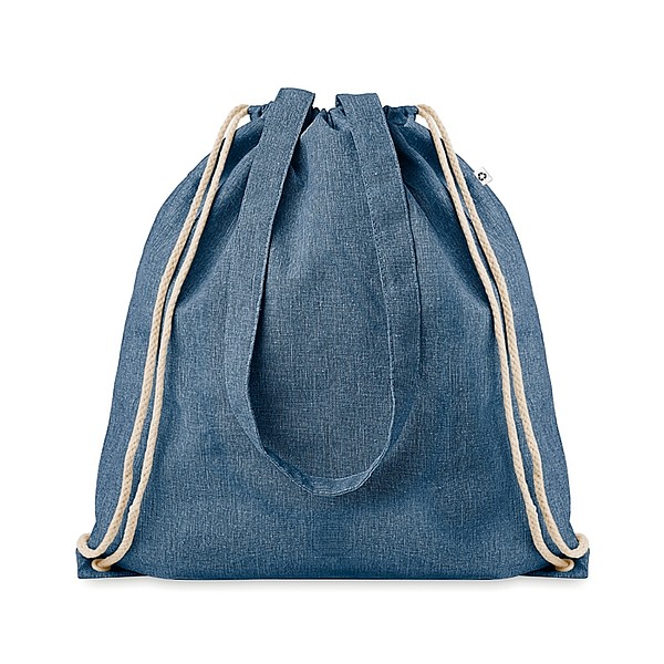 LAGAN Ekologická nákupní taška z recyklované bavlny se šňůrkami a dlouhými uchy, král. modrá