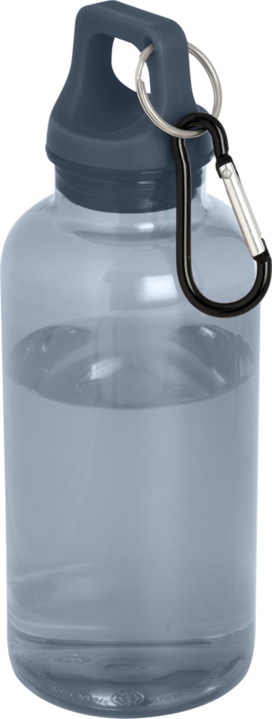 Láhev z recyklovaného plastu s karabinou, 400 ml, modrošedá