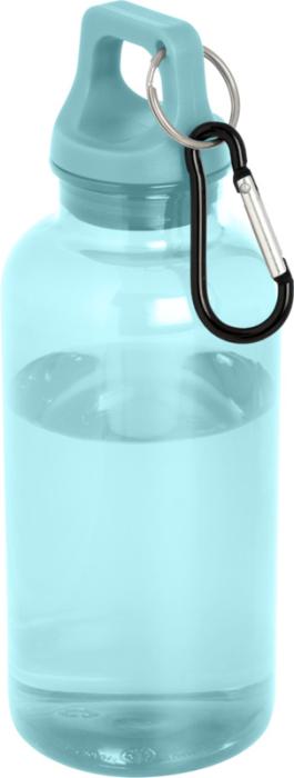 Láhev z recyklovaného plastu s karabinou, 400 ml, tyrkysová
