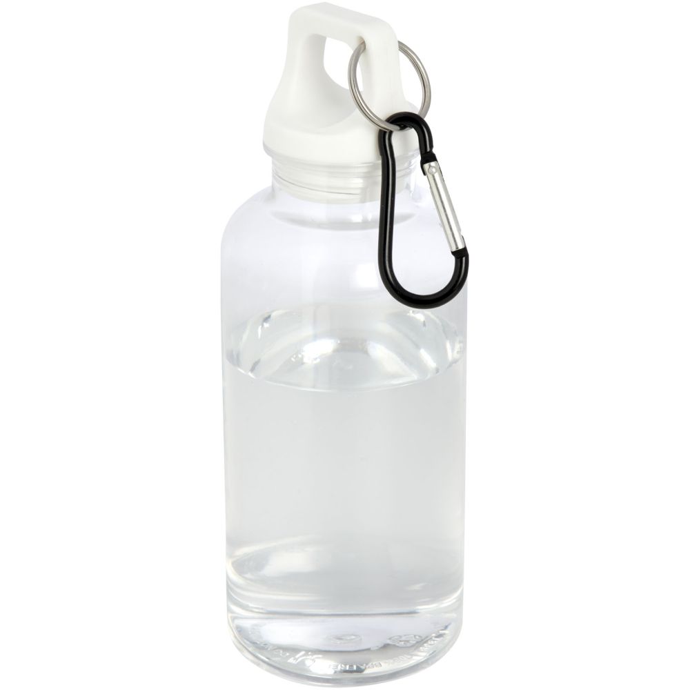 Láhev z recyklovaného plastu s karabinou, 400ml, bílá
