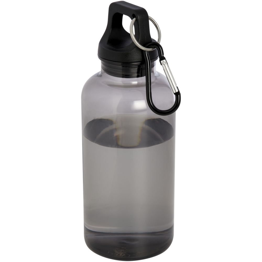 Láhev z recyklovaného plastu s karabinou, 400ml, černá