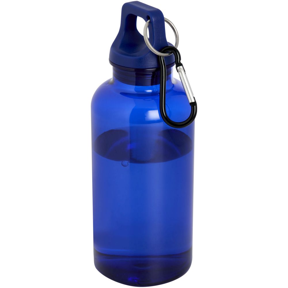 Láhev z recyklovaného plastu s karabinou, 400ml, modrá