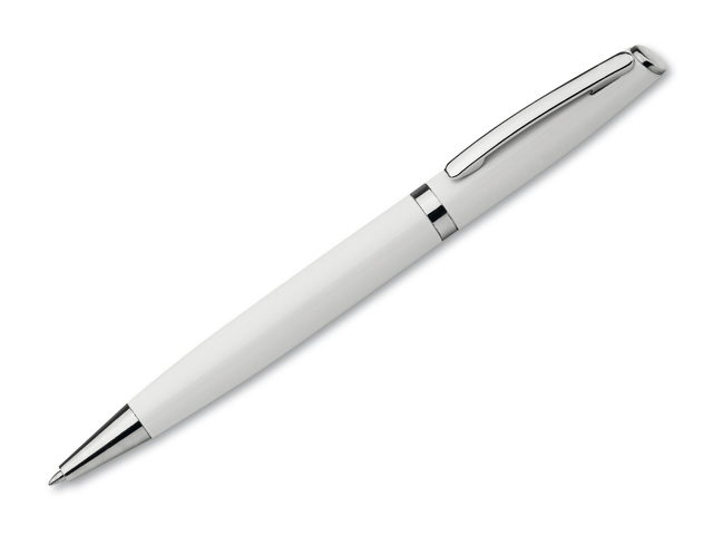 LANDO kovové kuličkové pero, modrá náplň, Bílá
