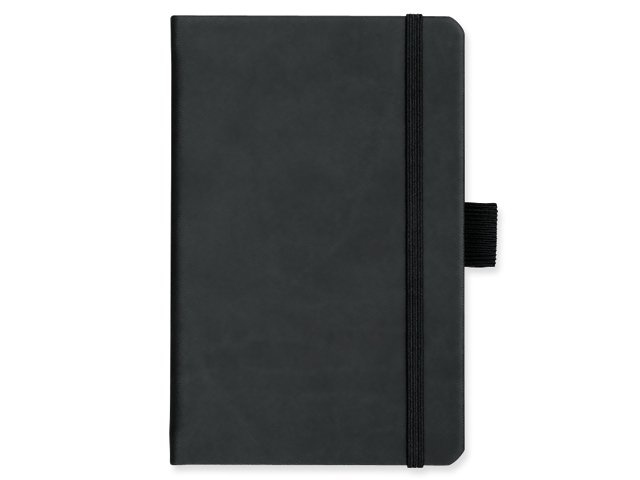 LANYO I poznámkový zápisník s gumičkou 90x143 mm, Černá