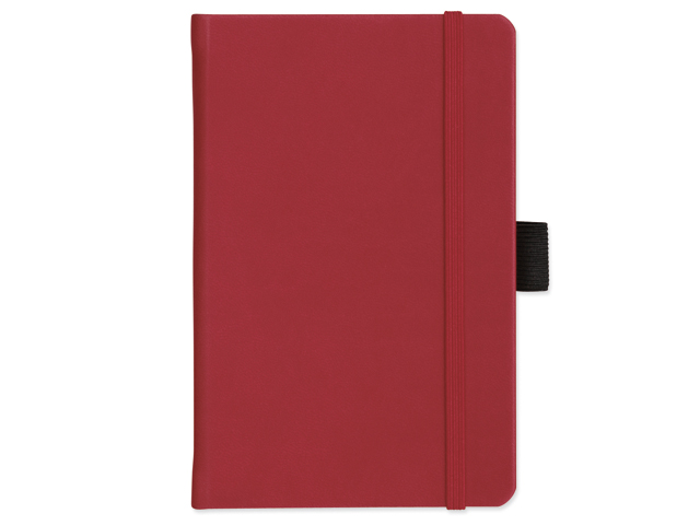LANYO I poznámkový zápisník s gumičkou 90x143 mm, Červená