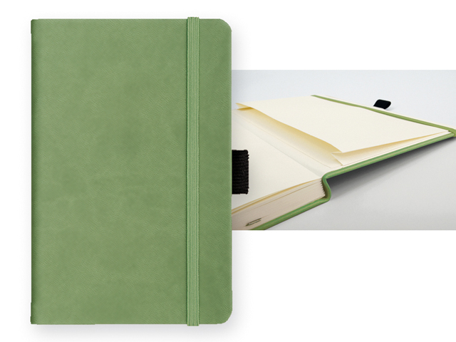 LANYO I poznámkový zápisník s gumičkou 90x143 mm, Světle zelená