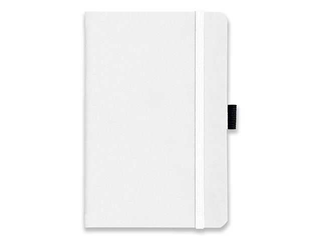 LANYO II poznámkový zápisník s gumičkou 132x213 mm, Bílá