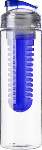 LEDOR Transparentní láhev na pití 650 ml, s modrým  sítkem na ovoce