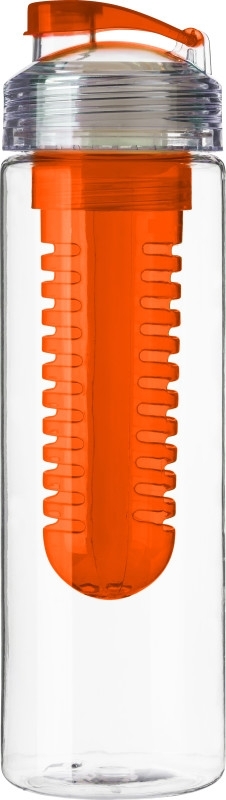 LEDOR Transparentní láhev na pití 650 ml, s oranžovým sítkem na ovoce