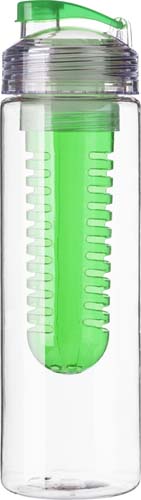 LEDOR Transparentní láhev na pití 650 ml, se zeleným  sítkem na ovoce