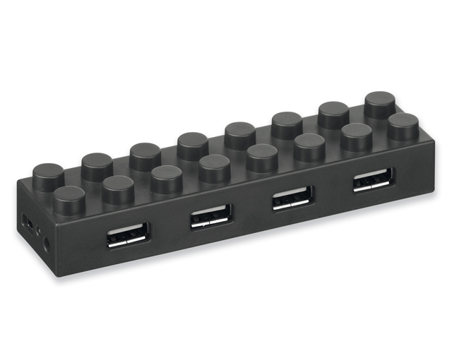 LEGOLAS plastový USB HUB se čtyřmi porty, rozhraní 2.0, Černá