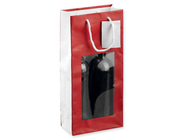 LEONA II papírová taška na 2 láhve vína, Červená
