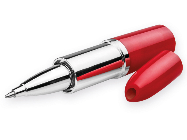 LIPS plastové kuličkové pero ve tvaru rtěnky, modrá náplň, Červená