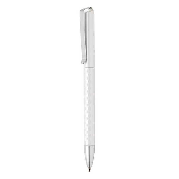 LOKAR Jedinečné plastové kuličkové pero s kovovou sponou, bílá