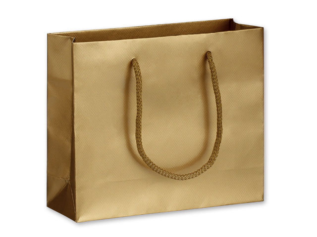 LUX QUADRA I dárková papírová taška, 24x20x9 cm, Zlatá