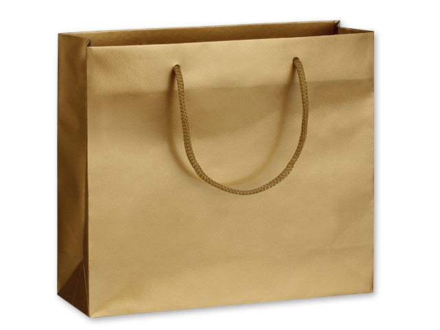LUX QUADRA II dárková papírová taška, 32x27,5x10 cm, Zlatá