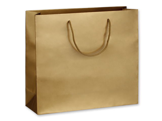 LUX QUADRA III dárková papírová taška, 42x37x13 cm, Zlatá